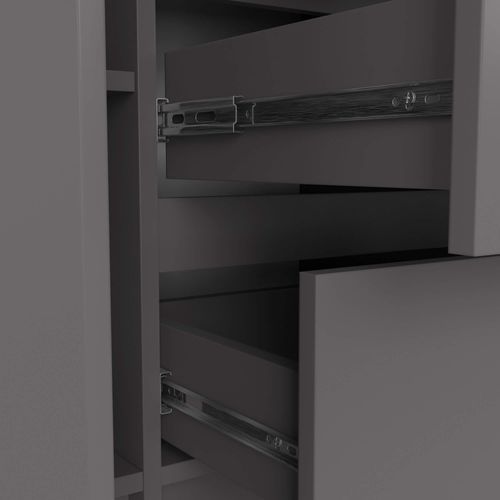 Commode K100 Gris Graphite 101 Cm 2 Portes 3 Tiroirs Façade Gris Graphite 4 Étagères 101x35x76 Cm