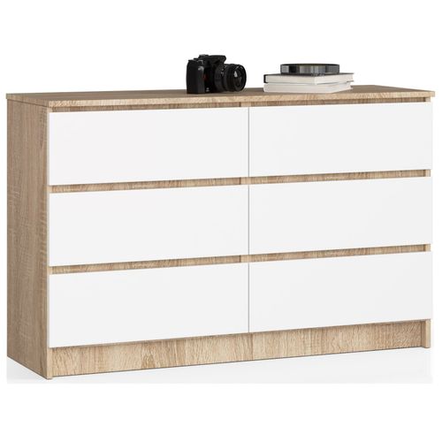 Commode 6 Tiroirs Chêne Sonoma/blanc 120x40x77