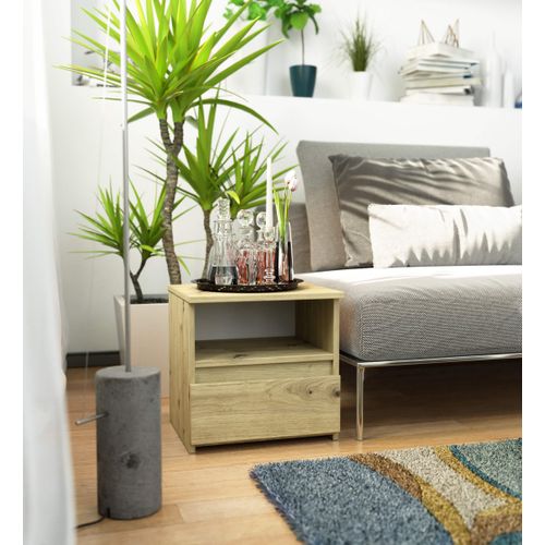 Akord Chevet De Rangement Finition Chêne Artisan Style Moderne 40x35x40