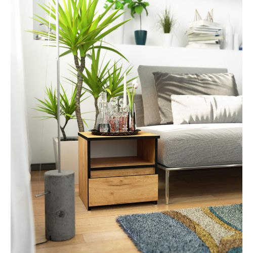 Akord Chevet De Rangement Finition Chêne Artisan Style Moderne 40x35x40