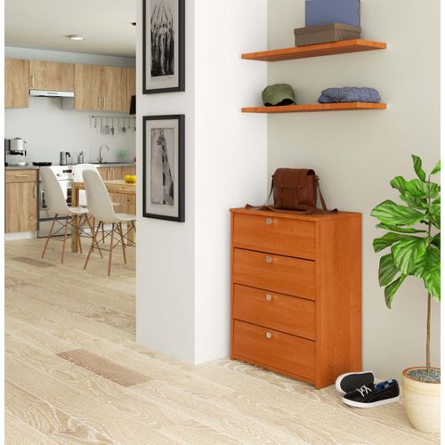 Meuble à Chaussures Aulne 60 Cm 4 Portes Façade Aulne 4 Étagères 60x33x80 Cm