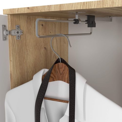 Ensemble De Meubles D'entrée Entro Chêne Artisan, Blanc Avec Armoire Et Miroir 95x35x183 Cm