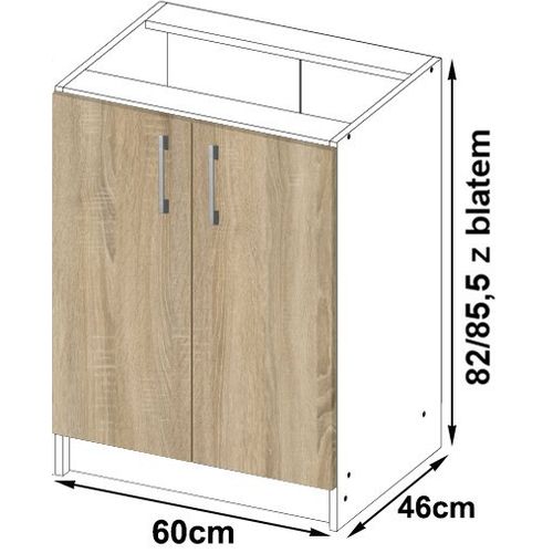 Meuble De Cuisine Bas S60 Lima Modulable Blanc 60 Cm 2 Portes Façade Chêne Sonoma 2 Étagères