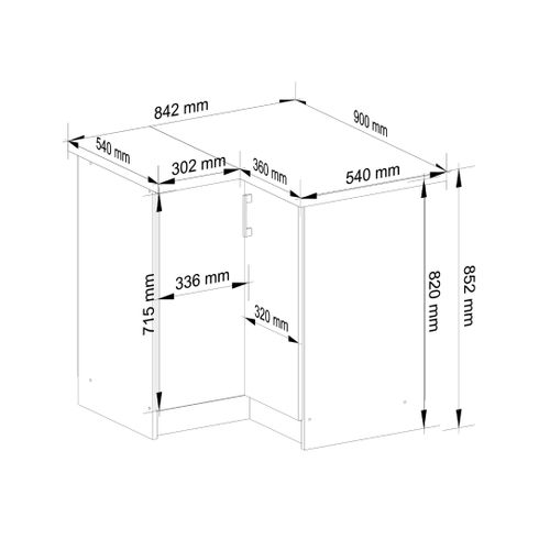 Meuble De Cuisine Bas S90 D'angle Lima Modul. Blanc 84 Cm 2 Portes Façade Chêne Sonoma 2 Étagères