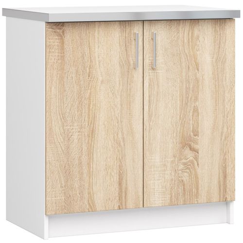 Meuble De Cuisine Bas S80 Lima Modulable Blanc 80 Cm 2 Portes Façade Chêne Sonoma 2 Étagères