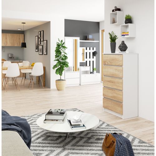 Akord Dressoir 5 Tiroirs Blanc/chêne Sonoma 60x40x121