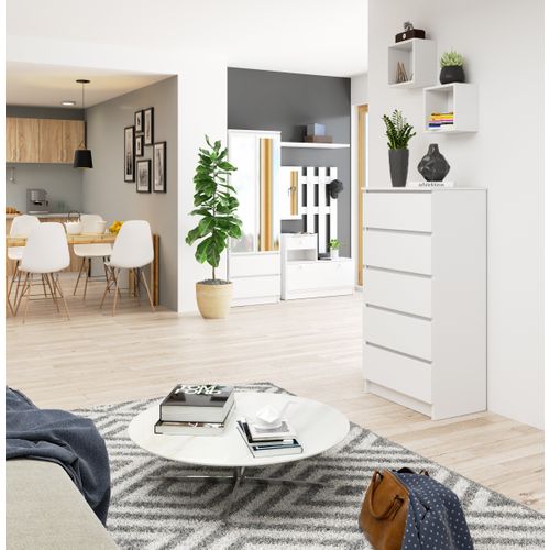 Akord Dressoir 5 Tiroirs Blanc/chêne Sonoma 60x40x121
