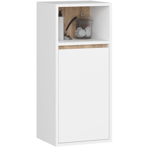 Armoire Salle De Bains Vami Suspendu Blanche, Chêne Sonoma 35 Cm 1 Porte 3 Étagères 35x30x80 Cm
