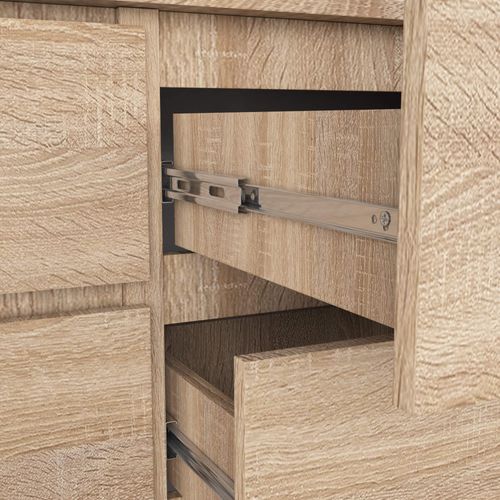 Commode K120 Chêne Sonoma 120 Cm 6 Tiroirs Façade Chêne Sonoma 120x40x77 Cm