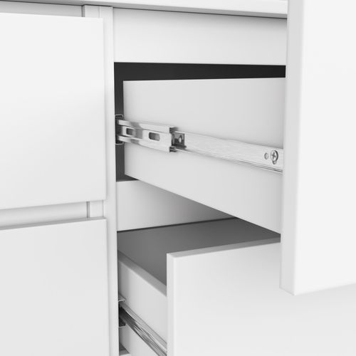 Commode Akord K120 Blanche 120 Cm 6 Tiroirs Façade Blanche 120x40x77 Cm