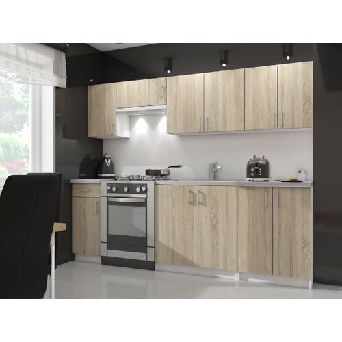 Meuble De Cuisine Bas S50 Lima Modulable Blanc 50 Cm 1 Porte 1 Tiroir Façade Chêne Sonoma 2 Étagères