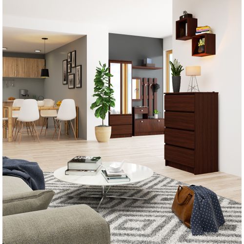 Commode K60 Wengé 60 Cm 4 Tiroirs Façade Wengé 60x40x99 Cm