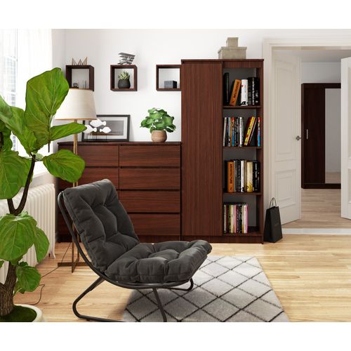 Bibliothèque De Bureau R80 Wengé 80 Cm 1 Porte Façade Wengé 8 Étagères 80x35x180 Cm