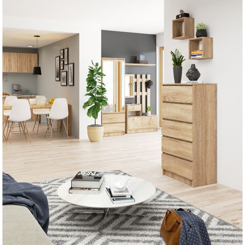 Commode K60 Chêne Sonoma 60 Cm 5 Tiroirs Façade Chêne Sonoma 60x40x121 Cm