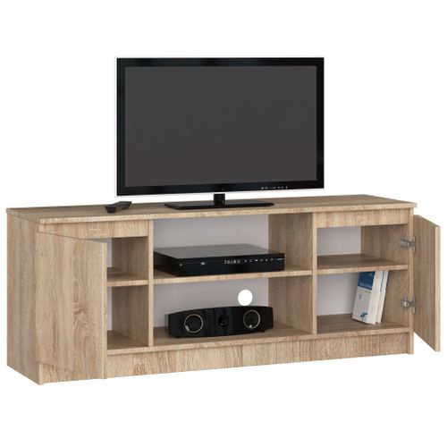 Meuble TV Pour Salon Chêne Sonoma 140 Cm 2 Portes Façade Chêne Sonoma 2 Étagères 140x40x55 Cm