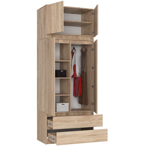 Armoire Avec Surmeuble Akord S90 Chêne Sonoma 90 Cm 2 Portes 2 Tiroirs Façade Chêne Sonoma