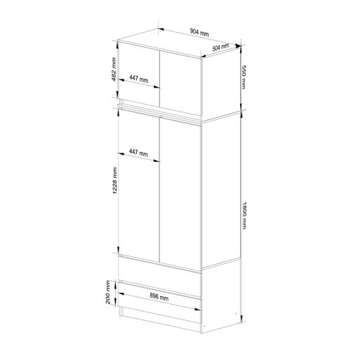 Armoire Avec Surmeuble Akord S90 Chêne Sonoma 90 Cm 2 Portes 2 Tiroirs Façade Chêne Sonoma