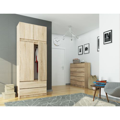 Armoire Avec Surmeuble Akord S90 Chêne Sonoma 90 Cm 2 Portes 2 Tiroirs Façade Chêne Sonoma