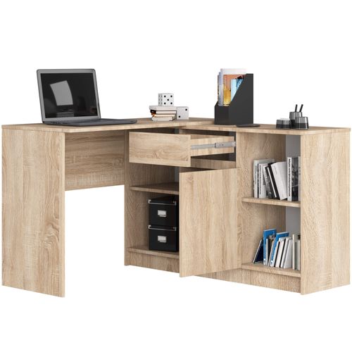 Ensemble D'angle Bureau B17 Avec Commode Chêne Sonoma 120 Cm 1 Porte 1 Tiroir Façade Chêne Sonoma