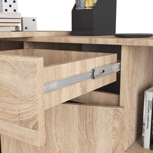 Ensemble D'angle Bureau B17 Avec Commode Chêne Sonoma 120 Cm 1 Porte 1 Tiroir Façade Chêne Sonoma
