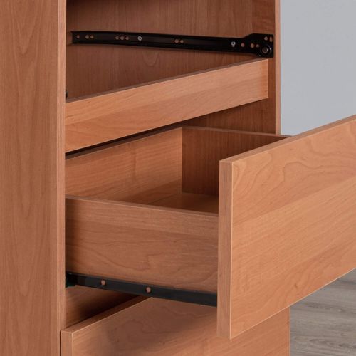 Bureau D'angle Droit B16 Aulne 124 Cm 3 Tiroirs Façade Aulne 2 Étagères 124x85x77 Cm