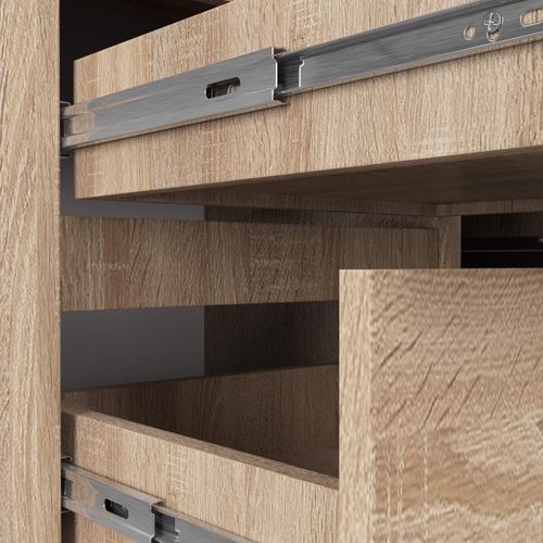 Grand Bureau D'angle Gauche B20 Sonoma 155 Cm 1 Porte 3 Tiroirs Façade Sonoma 4 Étagères