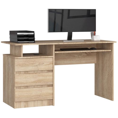 Bureau D'ordinateur Akord Clp Chêne Sonoma 135 Cm 3 Tiroirs Façade Chêne Sonoma