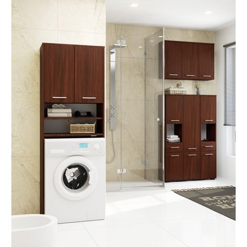 Colonne Salle De Bains Fin Wengé 64 Cm 2 Portes Façade Wengé 4 Étagères 64x30x180 Cm