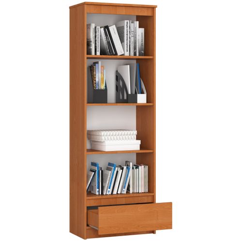 Bibliothèque De Bureau R60 Aulne 60 Cm 1 Tiroir Façade Aulne 4 Étagères 60x35x180 Cm