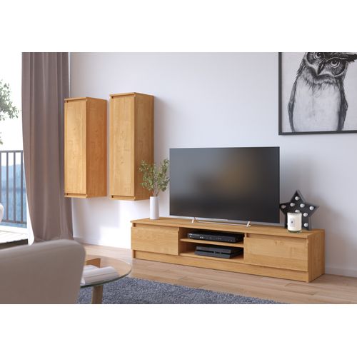 Meuble TV Pour Salon Aulne 160 Cm 2 Portes Façade Aulne 2 Étagères 160x40x33 Cm