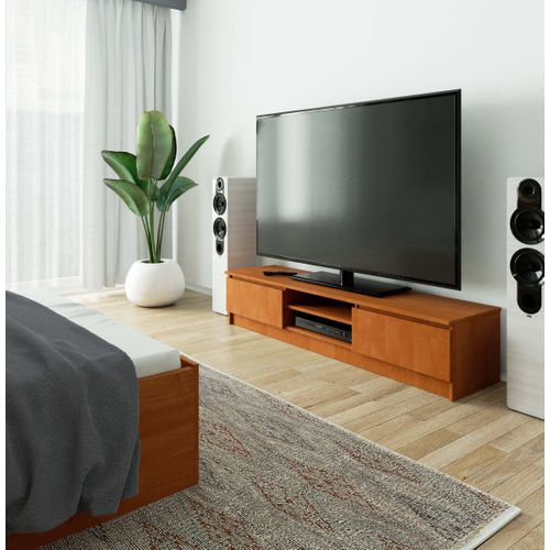 Meuble TV Pour Salon Aulne 160 Cm 2 Portes Façade Aulne 2 Étagères 160x40x33 Cm