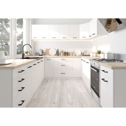 Meuble De Cuisine Haut W30 Oliwia Modulable Blanc 30 Cm 1 Porte Façade Blanche 2 Étagères