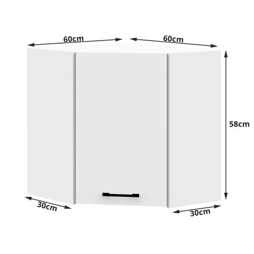 Meuble De Cuisine Haut D'angle W60 Oliwia Modulable Blanc 60 Cm 1 Porte Façade Blanche 2 Étagères