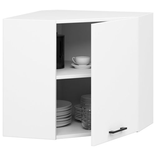 Meuble De Cuisine Haut D'angle W60 Oliwia Modulable Blanc 60 Cm 1 Porte Façade Blanche 2 Étagères