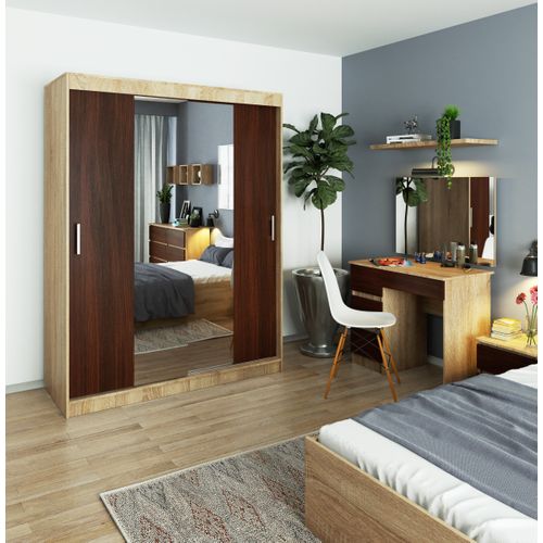 Akord Armoire Coulissante Sonoma/wengé 150x60x200