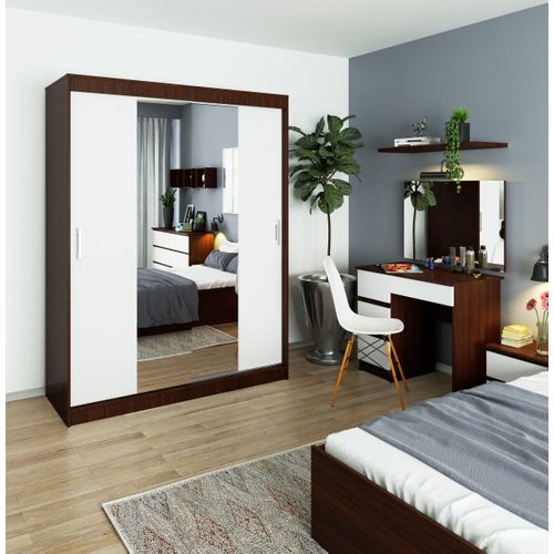 Akord Armoire Coulissante Wengé/blanc 150x60x200