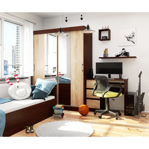 Akord Armoire Coulissante Wengé/chêne Sonoma 150x60x200