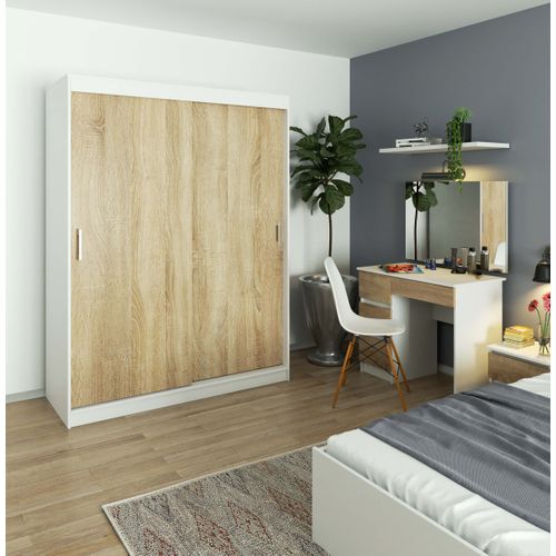 Akord Armoire Coulissante Mono Blanc/chêne Sonoma 150x60x200