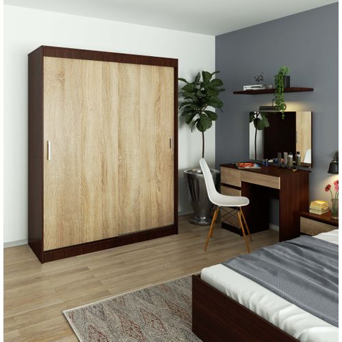 Akord Armoire Coulissante Mono Wengé/chêne Sonoma 150x60x200