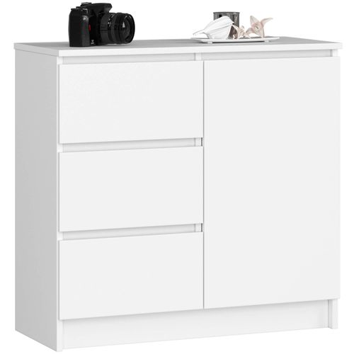 Akord Buffet Jerry 1 Porte 3 Tiroirs Blanc 80x35x77