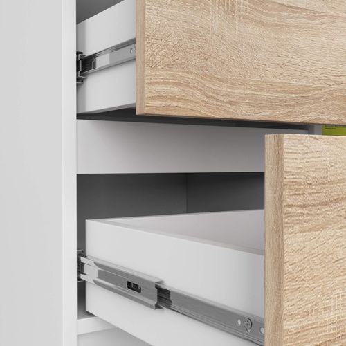 Akord Buffet Jerry 1 Porte 3 Tiroirs Blanc/chêne Sonoma 80x35x77