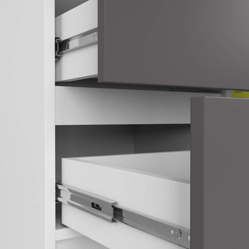 Akord Buffet Jerry 1 Porte 3 Tiroirs Blanc/gris Graphite 80x35x77