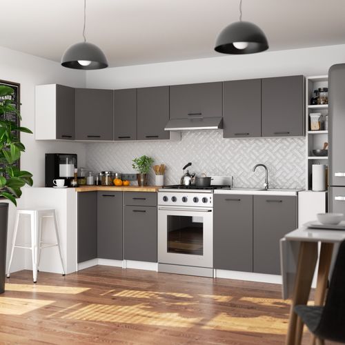 Armoires De Cuisine Basse S50 Oliwia Blanc, Gris Graphite 1 Porte 1 Tiroir 50x46x85 Cm