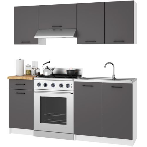 Armoires De Cuisine Basse S40 Oliwia Blanc 40 Cm 4 Tiroirs Façade Gris Graphite 40x46x85 Cm