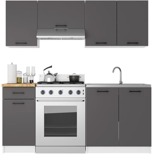 Armoires De Cuisine Haute W40 Oliwia Blanc, Gris Graphite 40 Cm 1 Porte 2 Étagères 40x30x58 Cm
