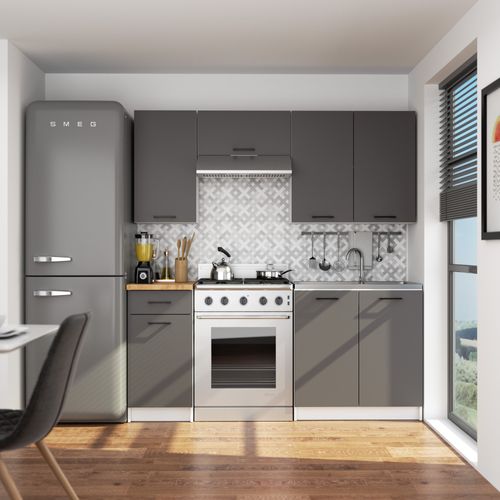 Armoires De Cuisine Haute W40 Oliwia Blanc, Gris Graphite 40 Cm 1 Porte 2 Étagères 40x30x58 Cm