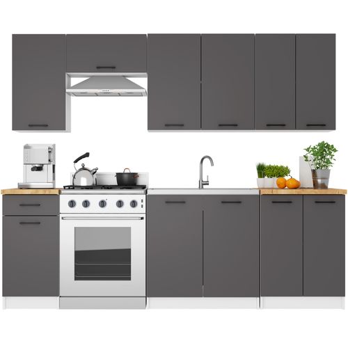 Armoires De Cuisine Haute W40 Oliwia H720 Blanc, Gris Graphite 1 Porte 2 Étagères 40x30x72 Cm