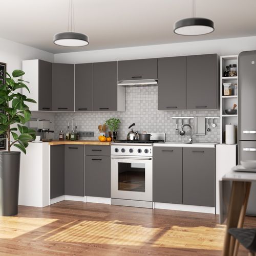 Armoires De Cuisine Haute W40 Oliwia H720 Blanc, Gris Graphite 1 Porte 2 Étagères 40x30x72 Cm