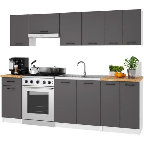Armoires De Cuisine Haute W50 Oliwia Blanc, Gris Graphite 50 Cm 1 Porte 2 Étagères 50x30x58 Cm