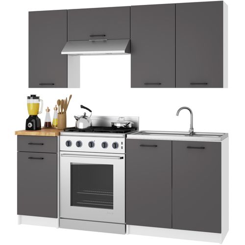 Armoires De Cuisine Haute W30 Oliwia Blanc, Gris Graphite 30 Cm 1 Porte 2 Étagères 30x30x58 Cm